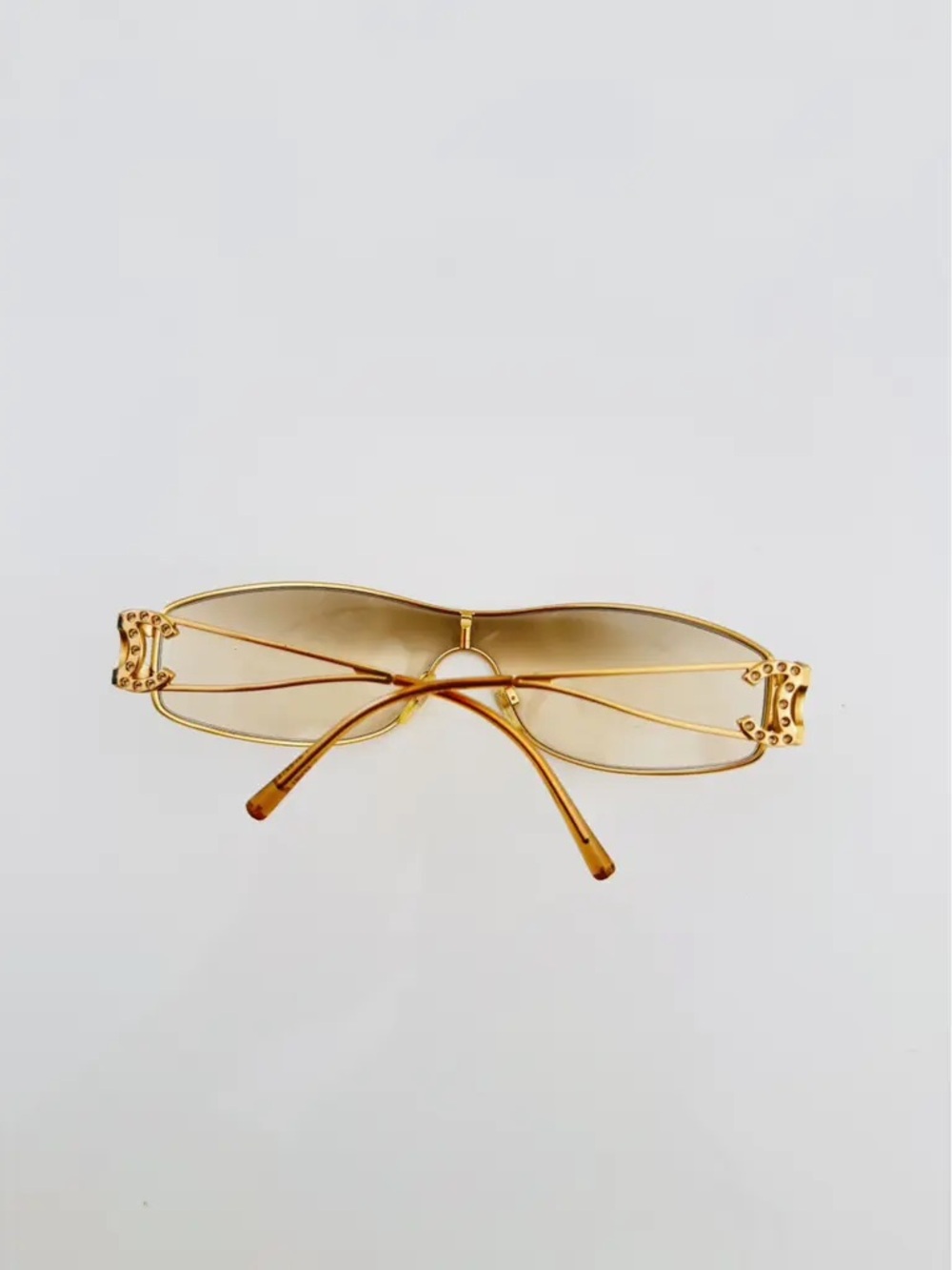 Chanel Vintage 💫Gold-Tone CC Logo Rimless Sunglasses - Gold #091 - Picture 5 of 16